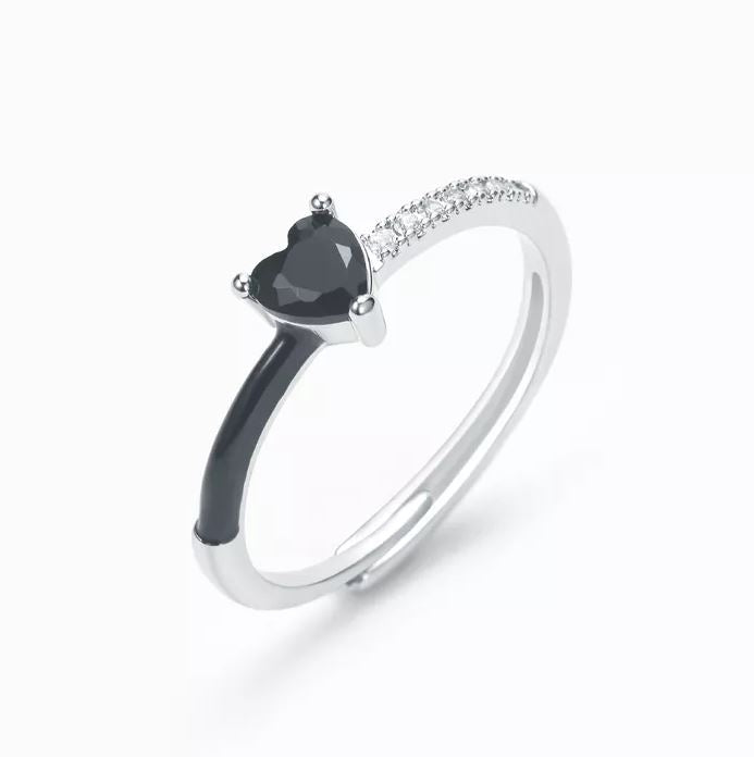 Anillo ajustable de esmalte negro ''Me elijo a mi misma'' (2x1)
