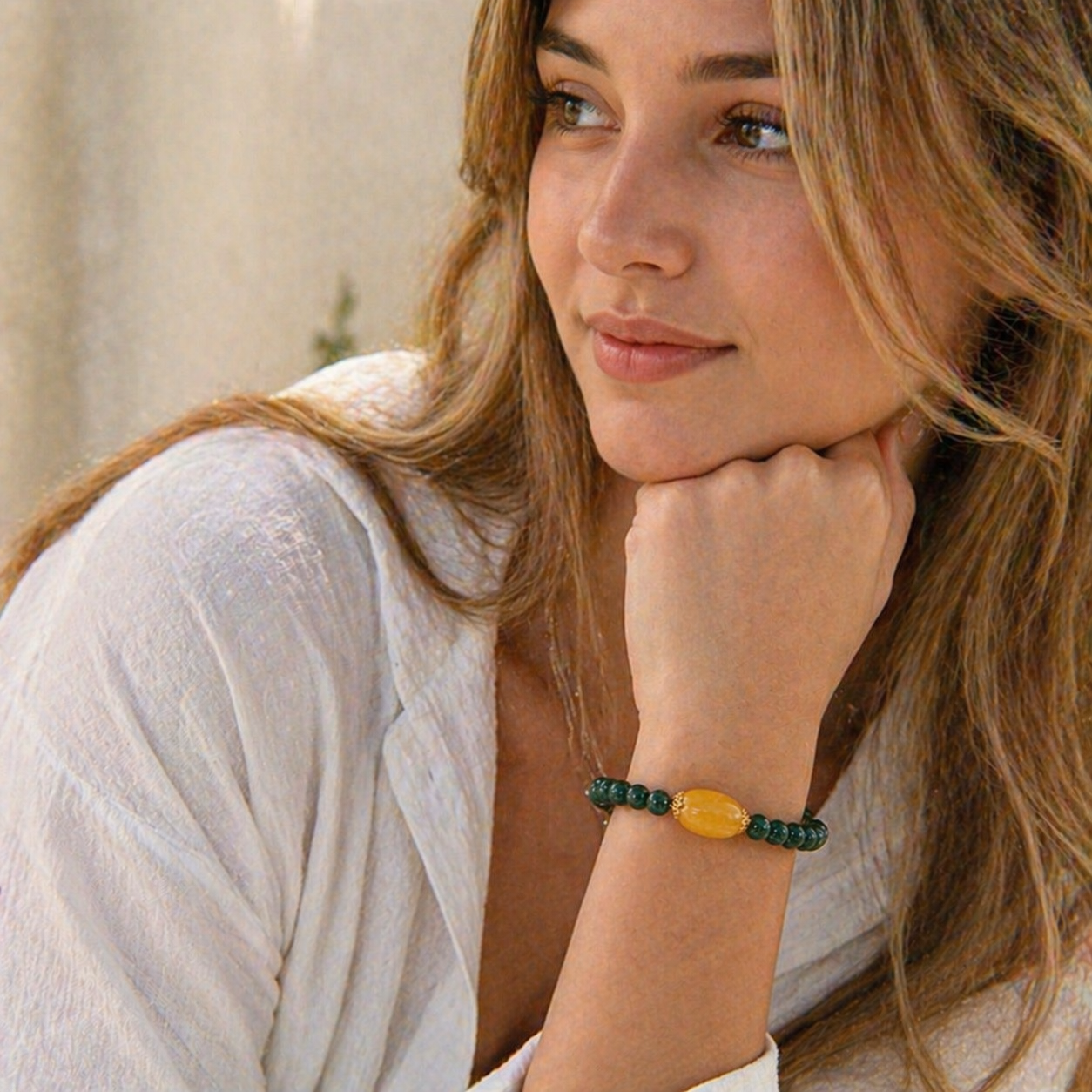 Pulsera 'Atrae riqueza' - Cuentas de jade