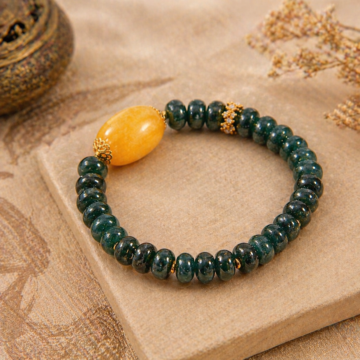 Pulsera 'Atrae riqueza' - Cuentas de jade