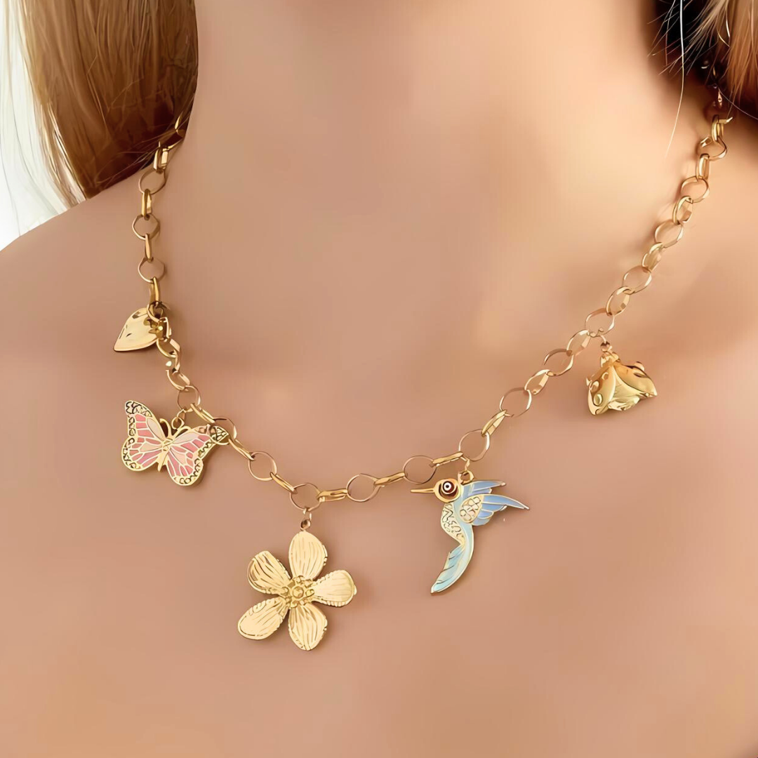 Collar Charm Floral Salvaje - Oro 18k