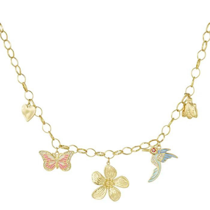 Collar Charm Floral Salvaje - Oro 18k