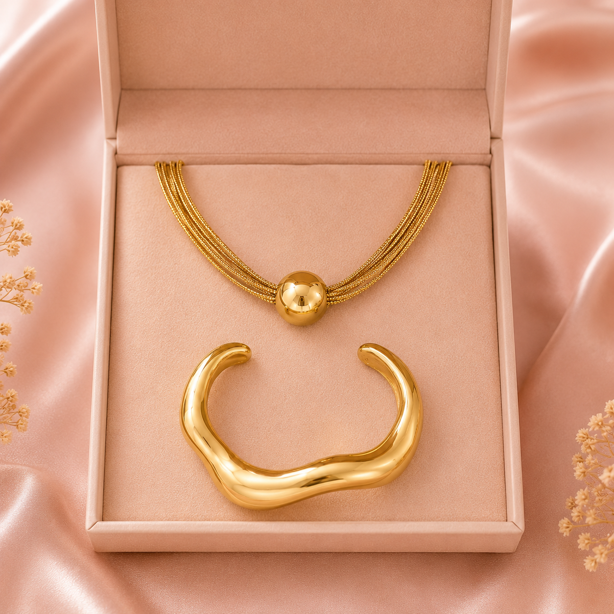 Pack Kiara Golden (Collar + Brazalete GRATIS)